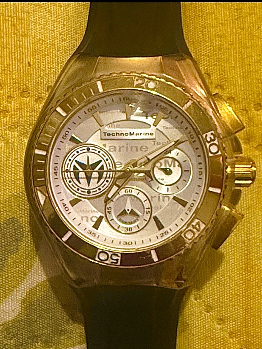 Technomarine Gold-Tone Case Black Strap Men's Chronograph Watch